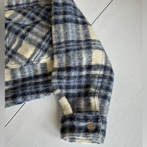 Zara Blue/Cream/Gray Plaid Shacket Size M - Picture 4 of 8